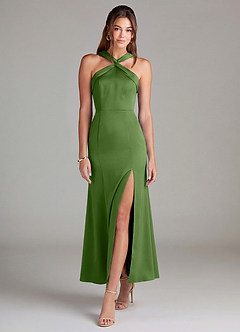 Azazie Rue Koszorúslány ruhák Sellő Rakott Stretch szatén Bokáig érő Ruha image3