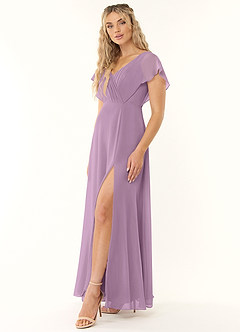 Azazie Rylee Bridesmaid Dresses Wisteria A-Line Pleated Chiffon Dress image3