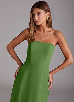 Azazie Wren Robes de demoiselle d'honneur Robe Trapèze Convertible en Mousseline de soie Fente Latérale Basilic image2