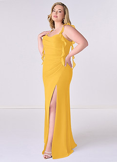 Barbie ♥ Azazie Bridesmaid Dresses Marigold Mermaid Corset Chiffon Dress image9