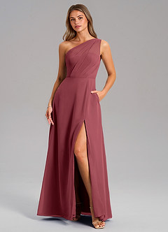 Azazie Phaedra Brautjungfernkleider A-Linie One-Shoulder Chiffon Kleid Merlot image3