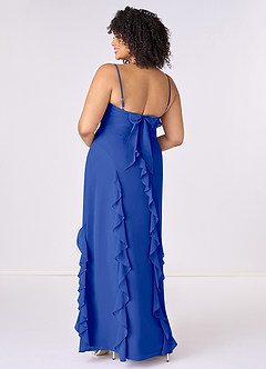 Barbie ♥ Azazie Bridesmaid Dresses Royal Blue Sheath Bow Chiffon Dress image7