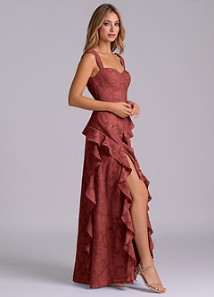 Azazie Sloane Bridesmaid Dresses Terracotta A-Line Sweetheart Neckline Floral Burnout Dress image5