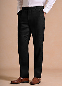 front Wesley Black Linen Blend Dress Pants