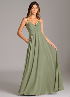 Azazie Amani Bridesmaid Dresses Pistachio A-Line Pleated Chiffon Dress image6
