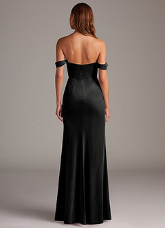 Azazie Saige Bridesmaid Dresses Black Sheath Off the Shoulder Velvet Convertible Dress image5