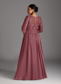 Azazie Mirielle Mother of the Bride Dresses Desert Rose A-Line Scoop Lace Chiffon Dress image2