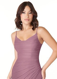 Azazie Deandra Bridesmaid Dresses Vintage Mauve Mermaid Pleated Mesh Dress image5
