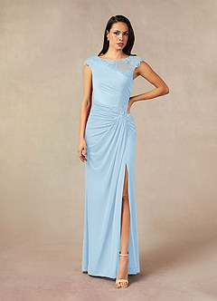Azazie Oliniana Mère de la mariée Robes Robe Sirène en Maille Dentelle Bleu Ciel image1