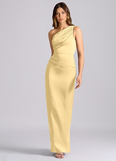 Azazie Akilah Bridesmaid Dresses Butter Mermaid One Shoulder Stretch Satin Dress image4