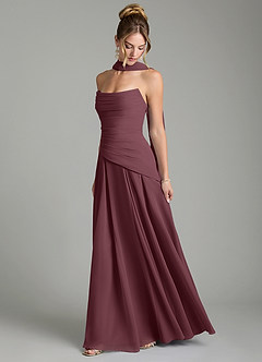 Azazie Gabriela Bridesmaid Dresses Sangria A-Line Corset Chiffon Dress image4