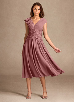 Azazie Hudson Mother of the Bride Dresses Desert Rose A-Line Lace Dress image1