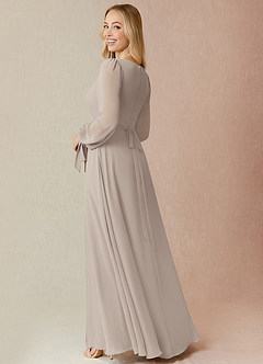 Azazie Leonia Bridesmaid Dresses Frost A-Line Long Sleeve Chiffon Dress image2