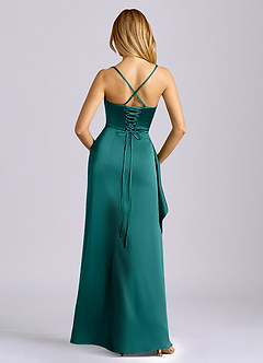 Azazie Sarai Bridesmaid Dresses Peacock Sheath Corset Stretch Satin Dress image5