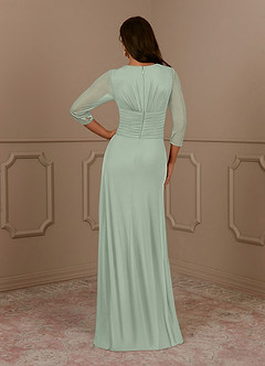 Azazie Annetta Mother of the Bride Dresses Dusty Sage A-Line V-Neck Pleated Mesh Dress image4