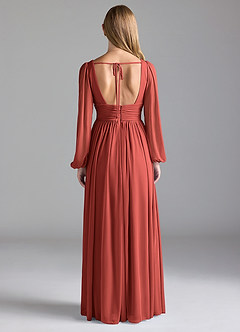 Azazie Norah Bridesmaid Dresses Terracotta A-Line Mesh Dress image6