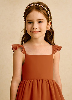 Azazie Boba vestidos de niña de las flores Vestido de Pimenton de Gasa de Corte En A con Escote Cuadrado image8