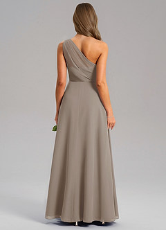 Azazie Phaedra Abiti da Damigella Abito A-Line in Chiffon Monospalla Taupe image10