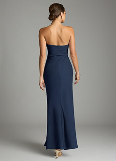 Azazie Saylor Brudtärnklänningar Klä av Sjöjungfru i Chiffong Axelbandslös Mörk Marinblå image11