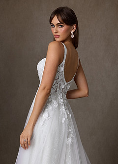 Azazie Jovana Wedding Dresses Diamond White A-Line Scoop Tulle Dress image7