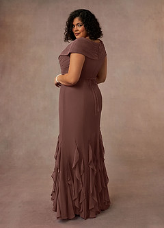 Azazie Bailora Moeder van de bruid jurken Zeemeermin Jurk van Chiffon Ruches Espresso image9