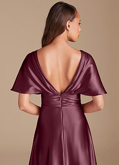 Azazie Pamela Vestidos de damas de honor Vestido de Cabernet de Satén Metálico de Corte en A con Plisado image7