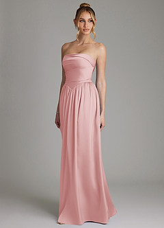 Azazie Zena Bridesmaid Dresses Powder Pink A-Line Strapless Stretch Satin Dress image5