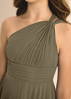 Azazie Charlize Junior Willow Green A-Line Pleated Chiffon Dress image6
