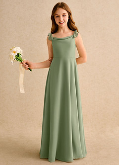 Azazie Puppy Girls Formal Flower Girl Dresses Pistachio A-Line Pleated Chiffon Dress image4