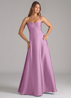 Azazie Valentine Suknie dla druhen Linia A Gorset Satyna elastyczna Do ziemi Sukienka image4