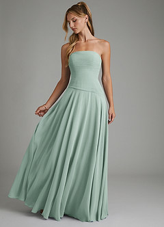 Azazie Layla Bridesmaid Dresses Agave A-Line Strapless Chiffon Dress image1
