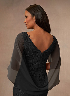 Azazie Ferris Mother of the Bride Dresses Black Sheath V-Neck Chiffon Dress image5