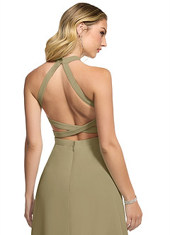 Azazie Clarice Bridesmaid Dresses Moss Green A-Line Halter Chiffon Dress image5