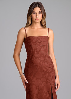 Azazie Saige Bridesmaid Dresses Terracotta A-Line Off the Shoulder Floral Burnout Convertible Dress image2