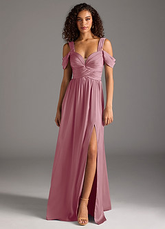 Azazie Lianne Bridesmaid Dresses Vintage Mauve A-Line Off the Shoulder Stretch Satin Dress image8