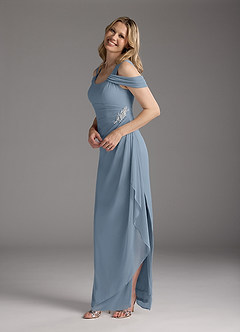 Azazie Weitzman Mother of the Bride Dresses Dusty Blue Sheath Sequins Mesh Dress image2