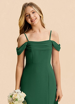 Azazie Lilly Junior Dark Green A-Line Pleated Chiffon Dress image6