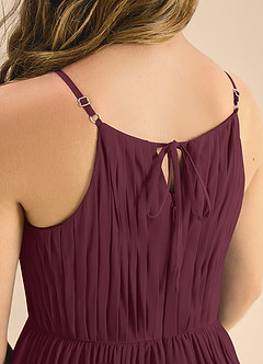 Azazie Elliora Junior Cabernet A-Line Pleated Chiffon Dress image7