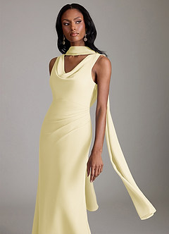 Azazie Linelle Essayer des robes à la maison Robe Sirène en Mousseline de soie Plissée Bourgogne image7