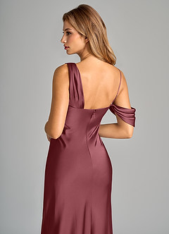 Azazie Celina Final Sale Desert Rose Sheath One Shoulder Stretch Satin Dress image8