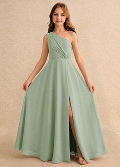 Azazie Puddles Junior Formal Flower Girl Klänningar Klä A-Line i Chiffong Ena axeln image5