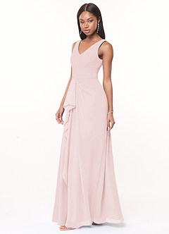 Azazie Julianna Brautjungfernkleider A-Linie Chiffon Kleid Zartrosa image3