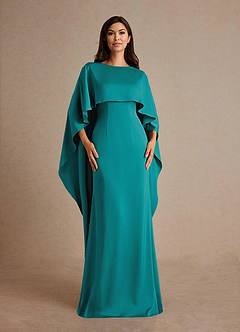 Azazie Eli Abiti per la Madre della Sposa Abito Tubino in Raso Elasticizzato Scollo a barca Verde Acqua image13