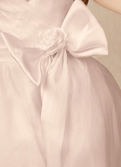 Azazie Dito Blumenmädchenkleider A-Linie Plissee Tüll Kleid Englisches Rosa image4