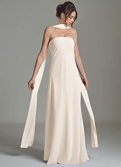Azazie Ilana Jurken voor bruidsmeisjes Jurk van Chiffon met A-lijn Strapless Wit Albast image1