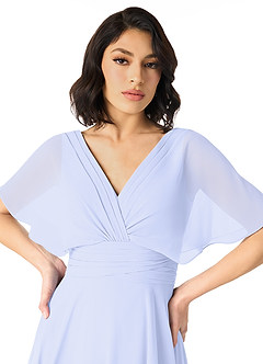 Azazie Pamela Bridesmaid Dresses Lavender A-Line V-Neck Pleated Chiffon Dress image7