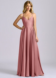 Azazie Truce Bridesmaid Dresses Dusty Rose A-Line Stretch Satin Dress image3