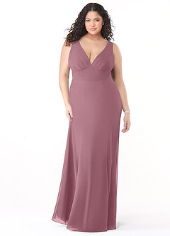 Azazie Christiana Bridesmaid Dresses Vintage Mauve A-Line V-Neck Pleated Chiffon Dress image9