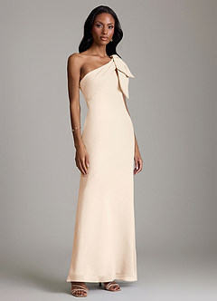 Azazie Yuanna Bridesmaid Dresses White Alabaster Mermaid One Shoulder Chiffon Dress image4