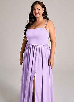 Azazie Calianna Robes de demoiselle d'honneur Robe Trapèze Convertible en Satin extensible Épaule décolletée Lilas image11